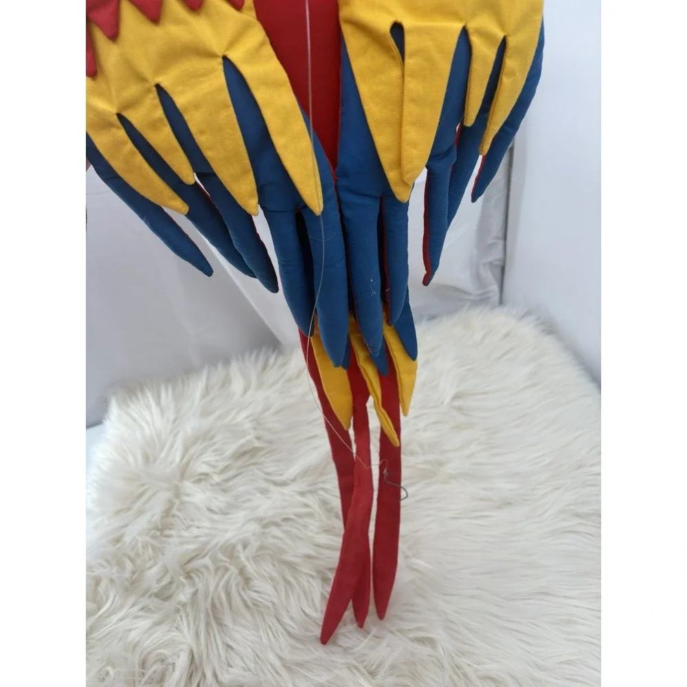 Vtg Handmade PARROT Plush Multicolor Fabric Garden‎ Decor Large Colombia 29